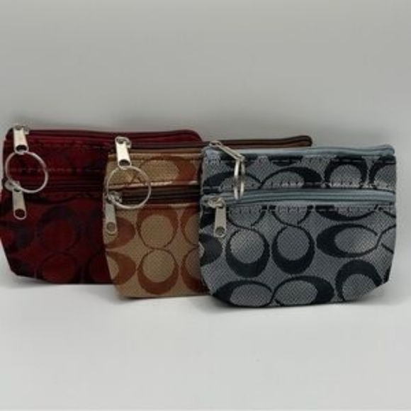 Fashion " C " Double Zip Mini Pouch / Keychain-Bag Charm (Multi-Colors) - Picture 1 of 3